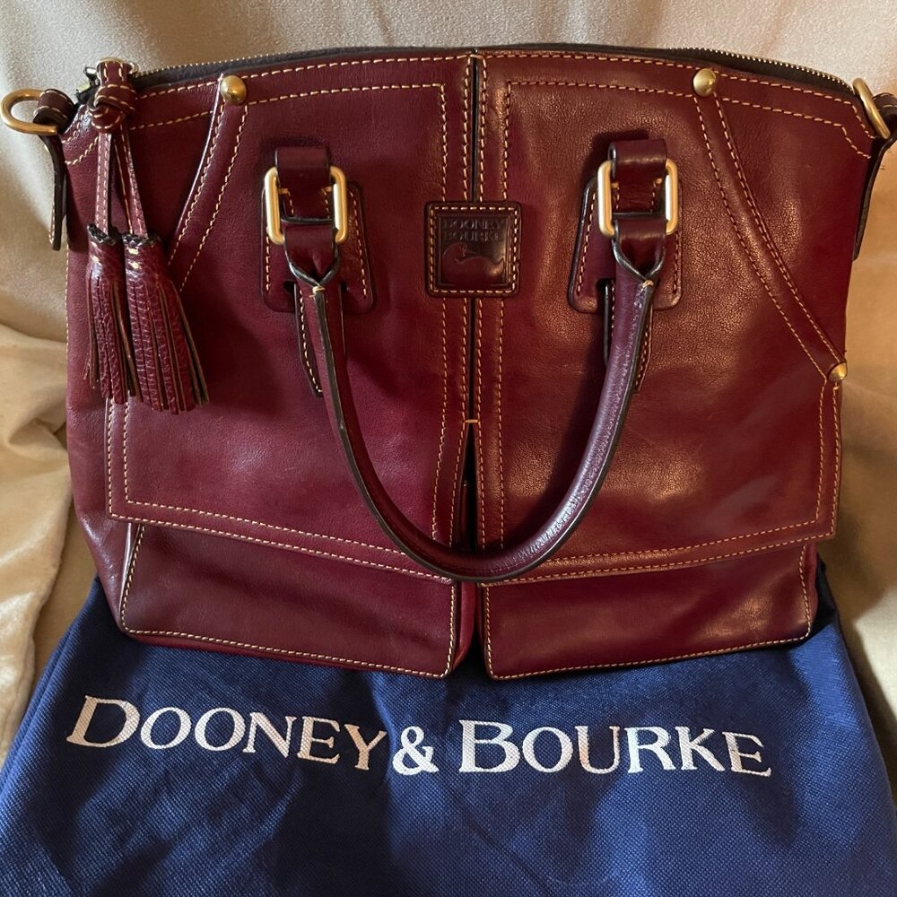 Authentic Dooney and Bourke Florentine Clayton Satchel Handbag Burgundy Red Wine